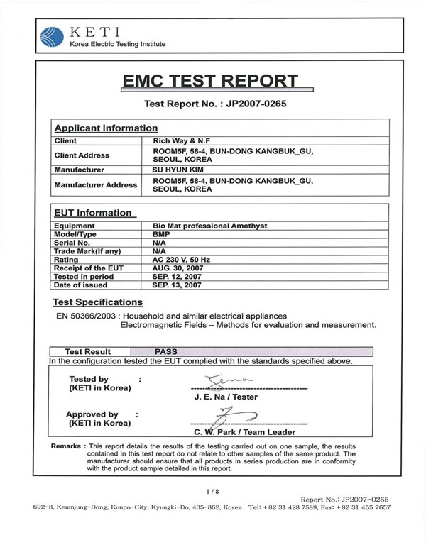 Bio-Mat EMF ELECTRO MAGNETIC FIELD TEST on Bio-Mat Professional BMP